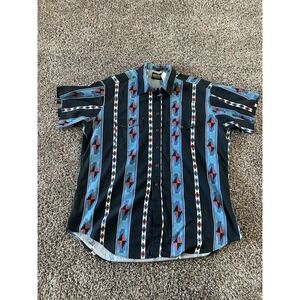 VTG Panhandle Slim Pearl Snap Shirt 2XL Southwest Aztec Cotton Short Sleeve